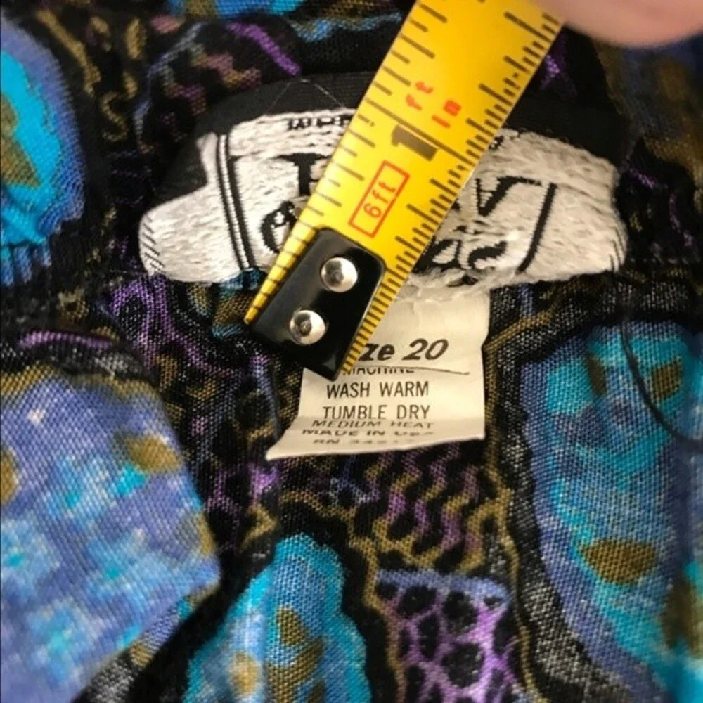 Vintage Queens Plaza Rayon Elastic Waist Drop Yoke Blue Women Midi Skirt Size 20